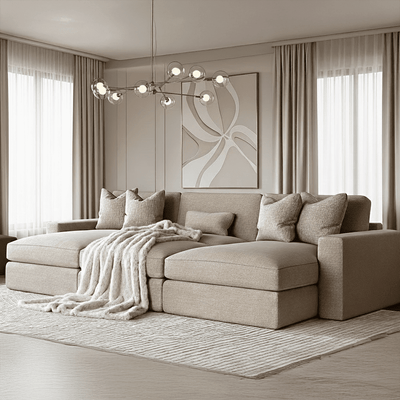 Tribeca Warm Grey Large U Shape Footstool Sofa 