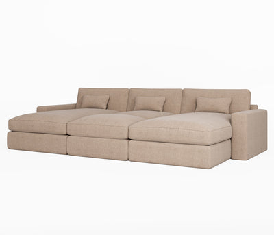 Tribeca Warm Grey Large U Shape Footstool Sofa 