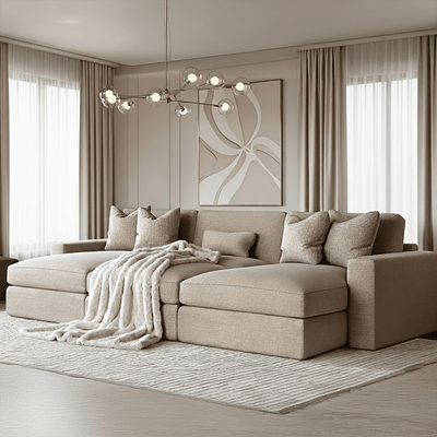 Tribeca Warm Grey Large U Shape Footstool Sofa 