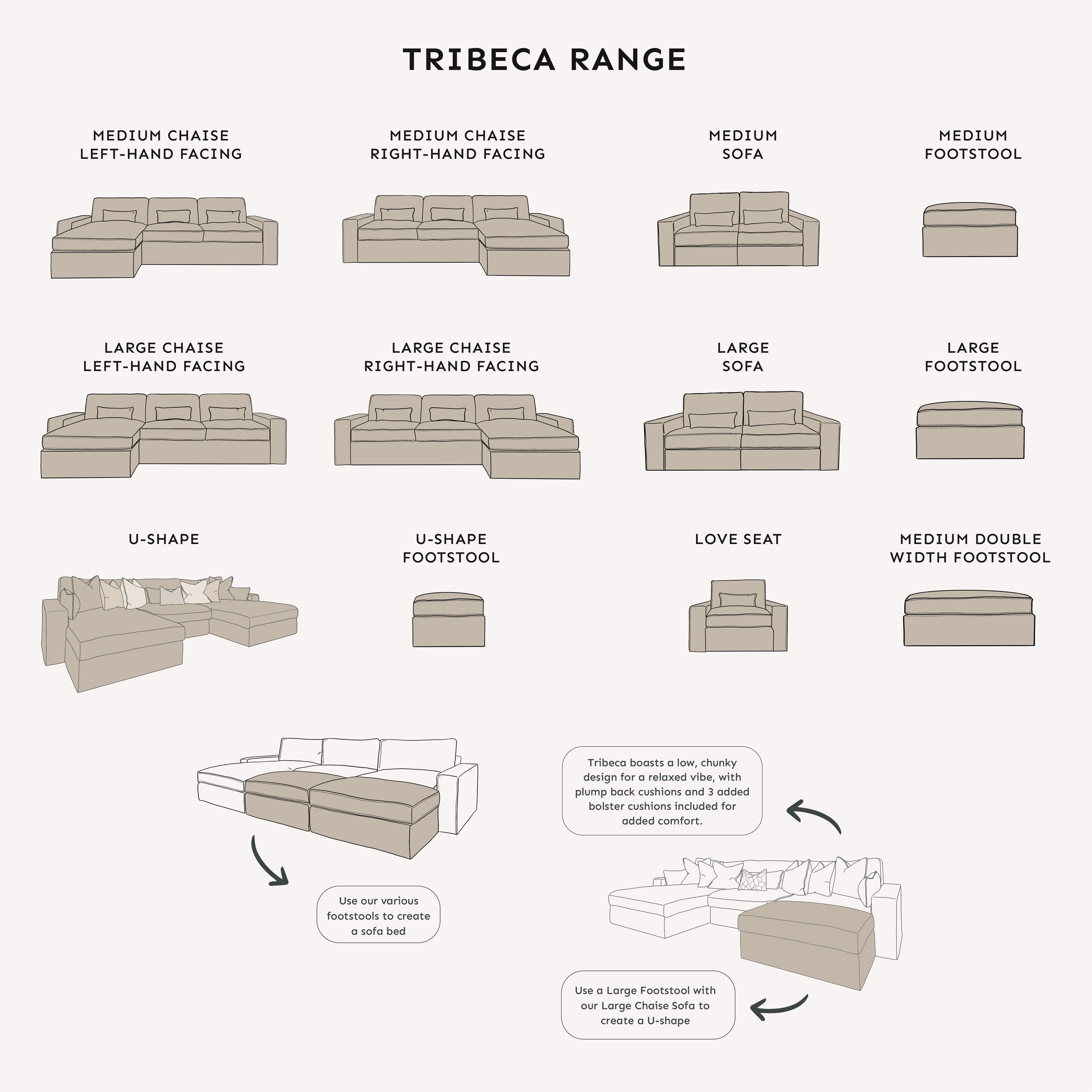 Tribeca Warm Grey Sofa Range MTO Sofa 