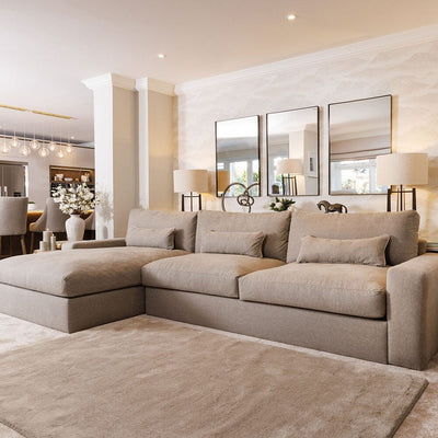 Tribeca Warm Grey Sofa Range MTO Sofa Large Left Hand Facing 