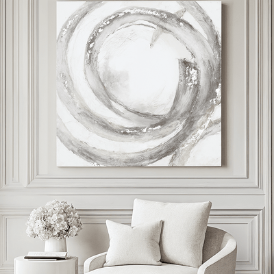 Trixie Large Silver & Grey Abstract Painted Canvas Accessories 