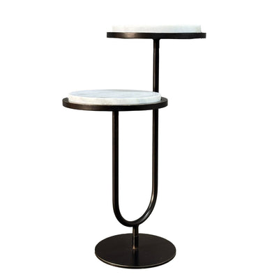 Utopia Deep Bronze 2 Tiered Side Table with Marble Top Furniture 
