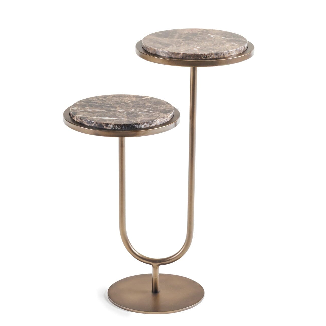 Utopia Gold 2 Tiered Side Table with Dark Marble Top Furniture 