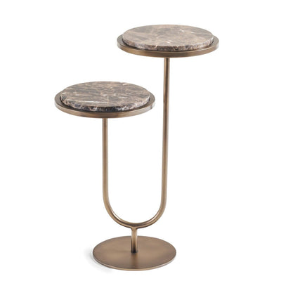 Utopia Gold 2 Tiered Side Table with Dark Marble Top Furniture 