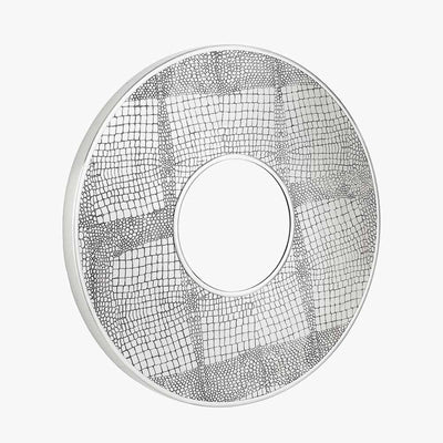 Vali Antique Silver Croc Effect Round Wall Mirror Accessories 