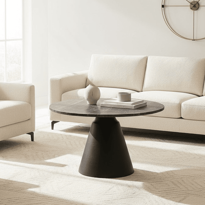 Valiona Medium Black & Marble Coffee Table Furniture 