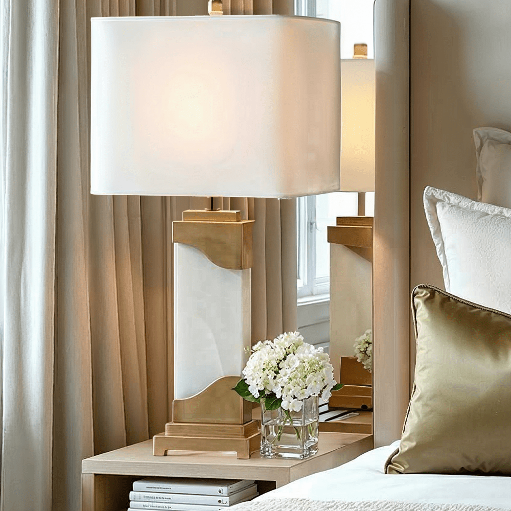 Varenna White Marble & Gold Table Lamp Lighting 