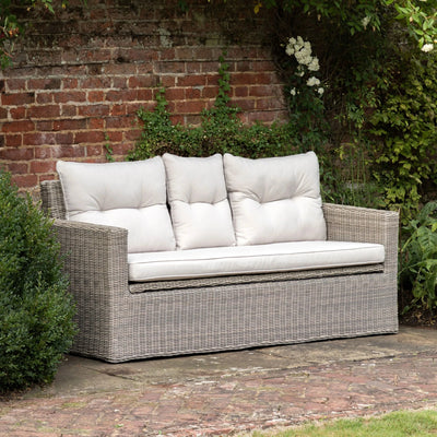 Vazzano Cream & Rattan 2 Seater Outdoor Storage Sofa Outdoor 