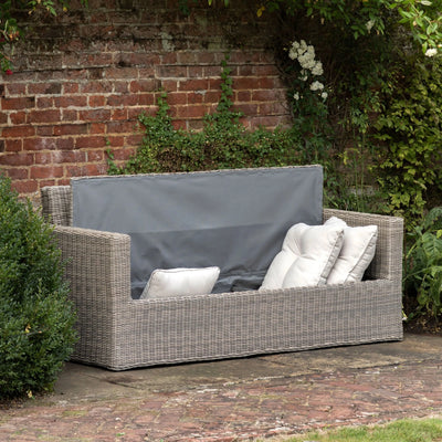 Vazzano Cream & Rattan 2 Seater Outdoor Storage Sofa Outdoor 