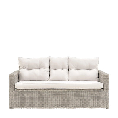 Vazzano Cream & Rattan 2 Seater Outdoor Storage Sofa Outdoor 