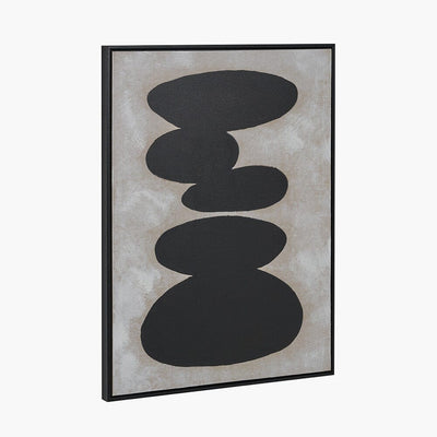Velvyn Black & Natural Stone Design Canvas Wall Art Accessories 