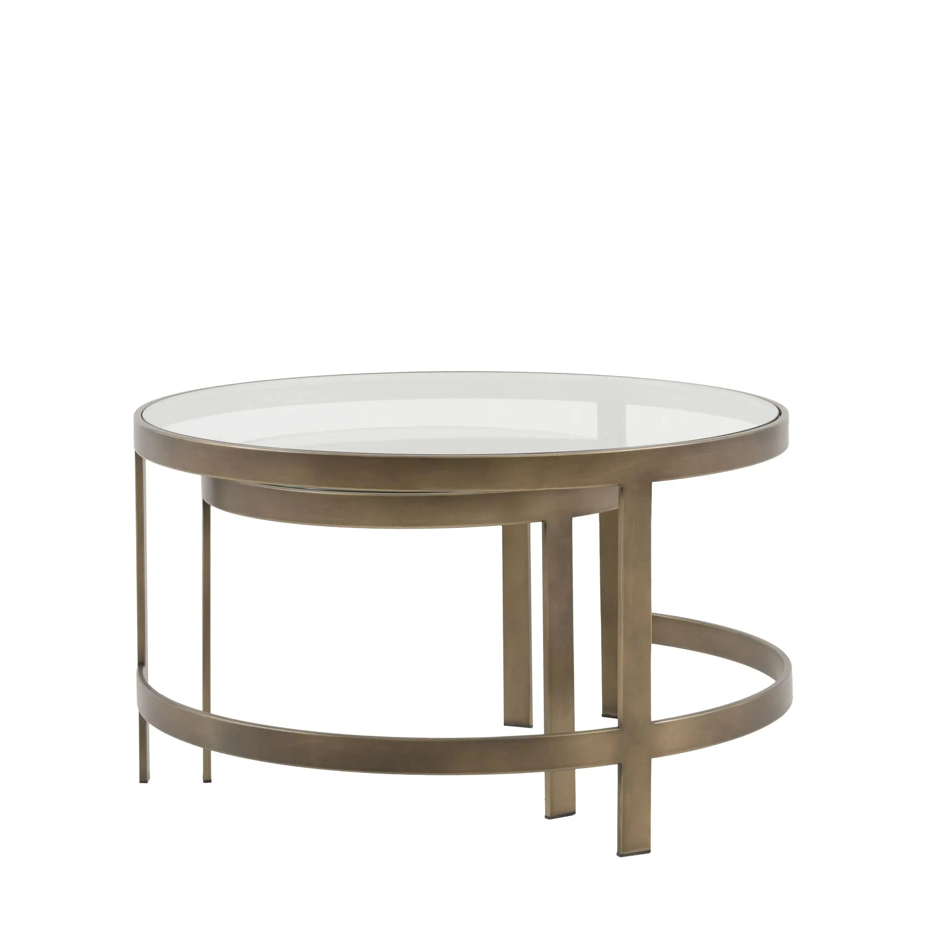 Vendome Brass Nesting Coffee Tables- Set of 2 Furniture 