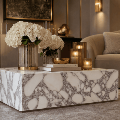 Venessia Calacatta Marble Effect Rectangular Coffee Table Furniture 