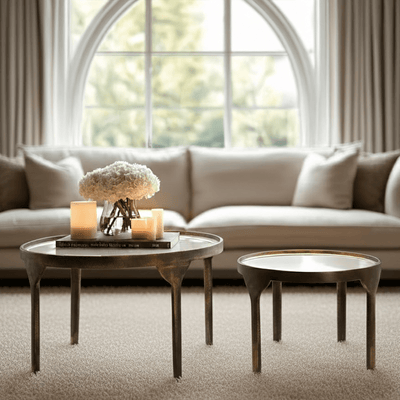 Venice Bronze Coffee Tables with Glass Top- Set of 2 Furniture 