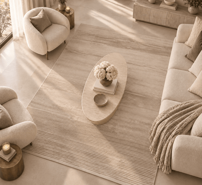 Venzia Beige Stripe Rug Textiles 