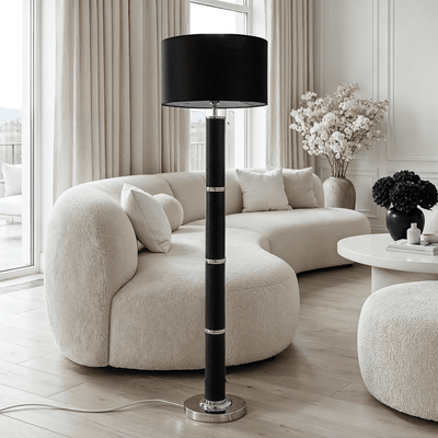 Veridian Chrome & Black Snake Effect Floor Lamp Lighting 