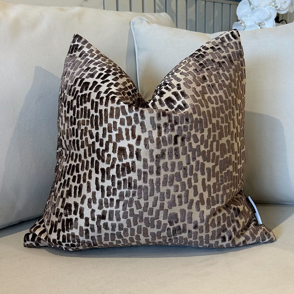 Verona Brown & Cream Metallic Textured Cushion - 43x43cm Textiles 