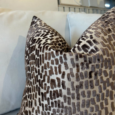 Verona Brown & Cream Metallic Textured Cushion - 43x43cm Textiles 