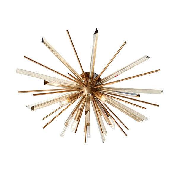 Verona Gold & Glass Sunburst Flush Ceiling Light Lighting 