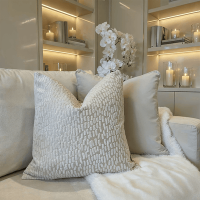 Verona Ivory Metallic Textured Cushion - 43x43cm Textiles 