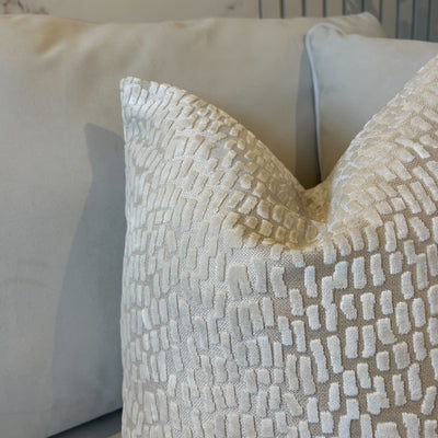 Verona Ivory Metallic Textured Cushion - 43x43cm Textiles 