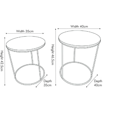 Verona White & Gold Round Set of 2 Side Tables Furniture 