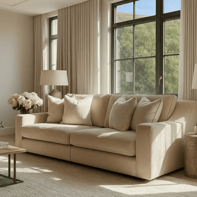 Victoria Beige Textured 4 Seater Sofa Sofa 