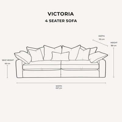 Victoria Caramel Velvet Pillow Back Sofa Range 4 Seater Sofa 