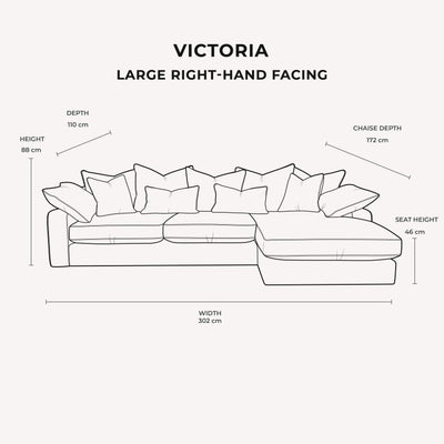Victoria Caramel Velvet Pillow Back Sofa Range Large Left Hand Facing 