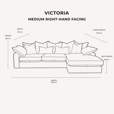 Victoria Caramel Velvet Pillow Back Sofa Range Medium Right Hand Facing 