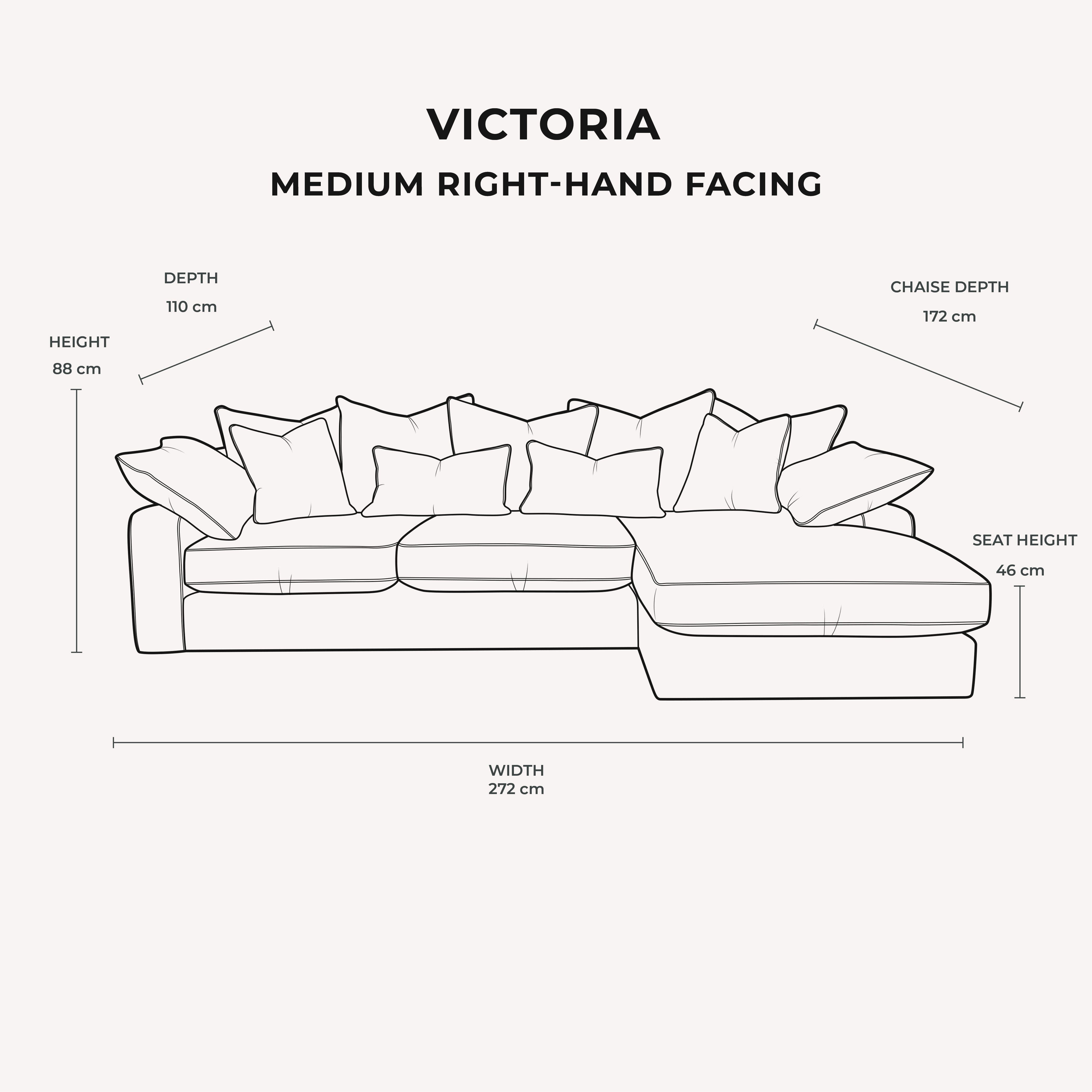 Victoria Caramel Velvet Pillow Back Sofa Range Medium Right Hand Facing 