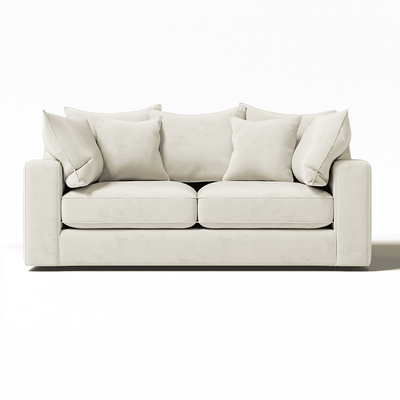 Victoria Cream Velvet 3 Seater Pillow Back Sofa MTO Sofa 