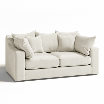 Victoria Cream Velvet 3 Seater Pillow Back Sofa MTO Sofa 