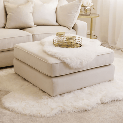 Victoria Cream Velvet Footstool MTO Sofa 