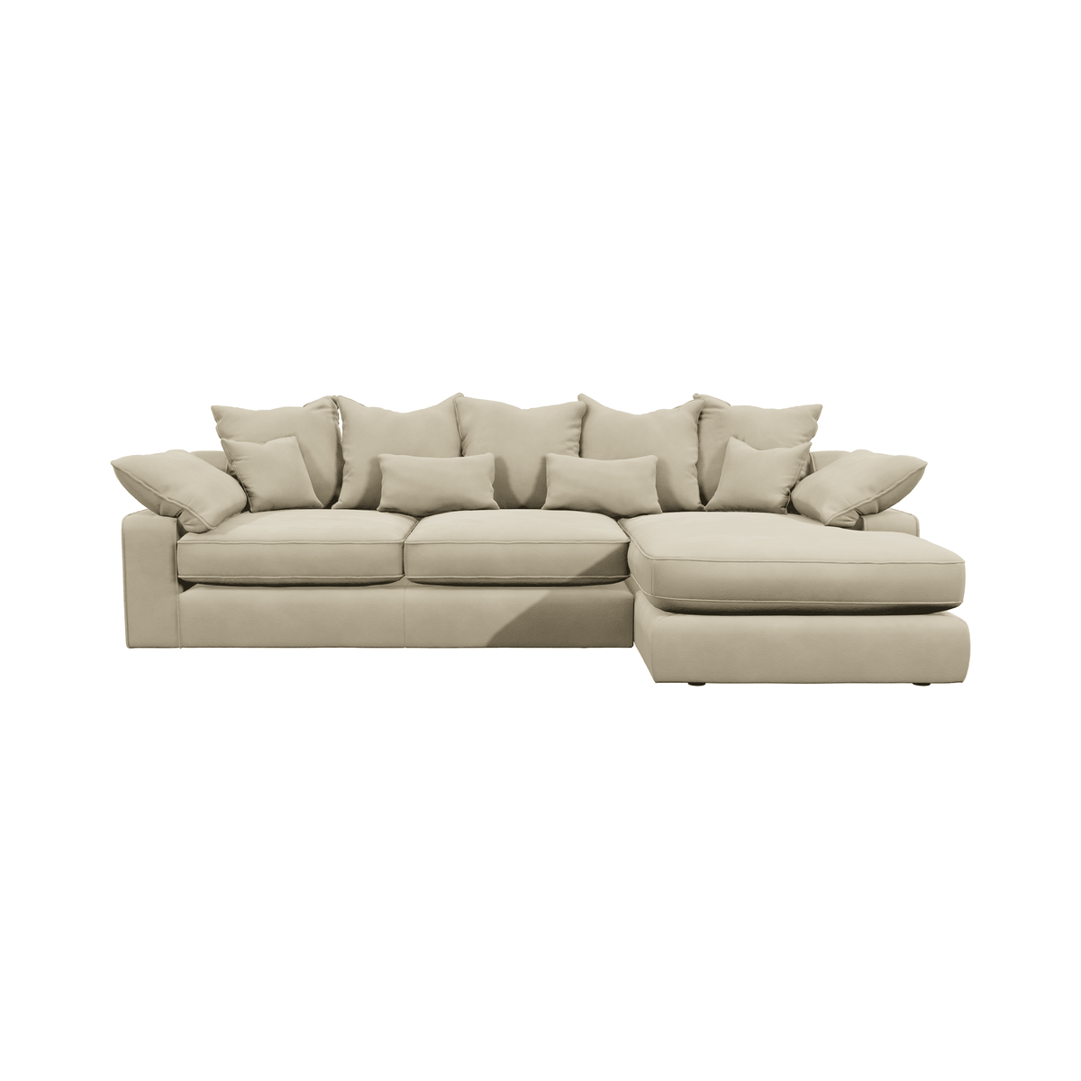 Victoria Cream Velvet Large Chaise End Sofa - Right Hand Facing Sofa 