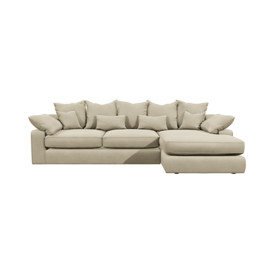 Victoria Cream Velvet Large Chaise End Sofa - Right Hand Facing Sofa 