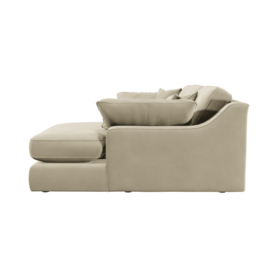 Victoria Cream Velvet Large Chaise End Sofa - Right Hand Facing Sofa 
