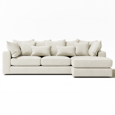 Victoria Cream Velvet Large Chaise End Sofa Sofa 