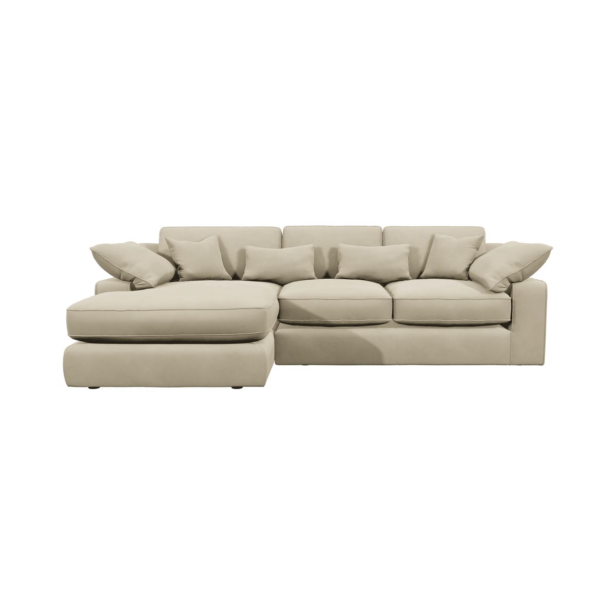 Victoria Cream Velvet Medium Chaise End Sofa - Left Hand Facing Sofa 
