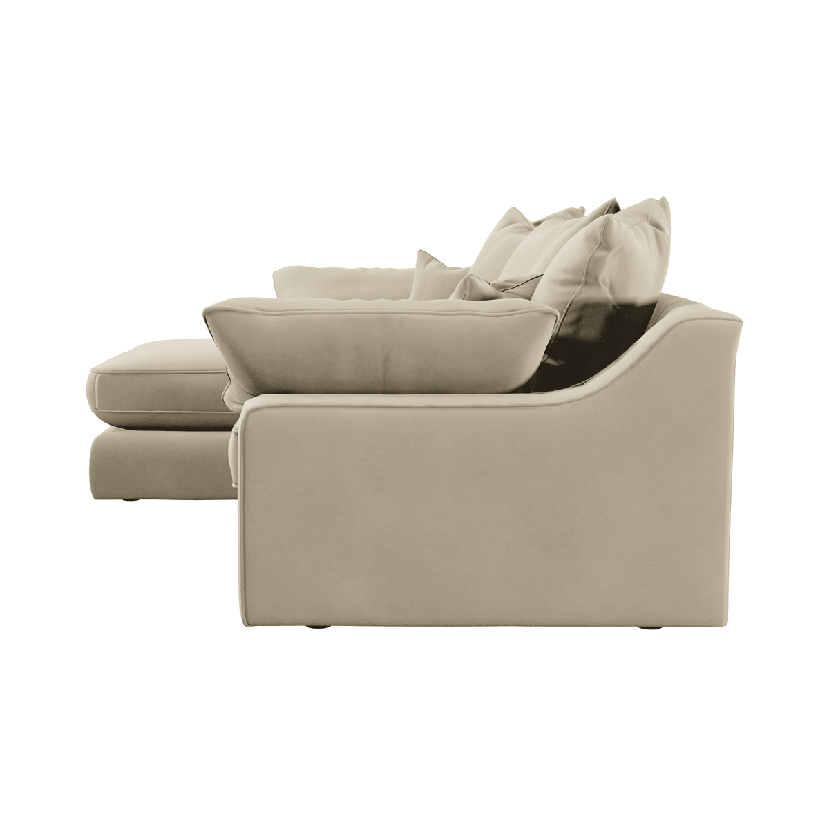Victoria Cream Velvet Medium Chaise End Sofa - Left Hand Facing Sofa 