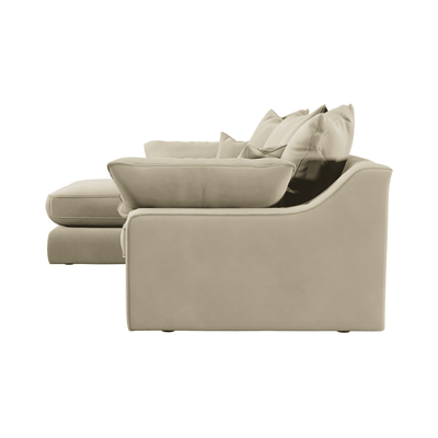 Victoria Cream Velvet Medium Chaise End Sofa - Left Hand Facing Sofa 