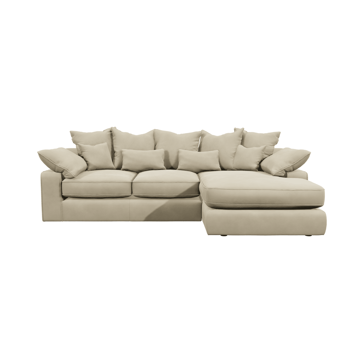 Victoria Cream Velvet Medium Chaise End Sofa - Right Hand Facing Sofa 