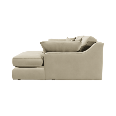 Victoria Cream Velvet Medium Chaise End Sofa - Right Hand Facing Sofa 