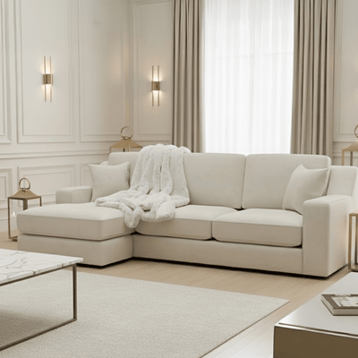 Victoria Cream Velvet Medium Left Hand Facing Chaise End Sofa Sofa 