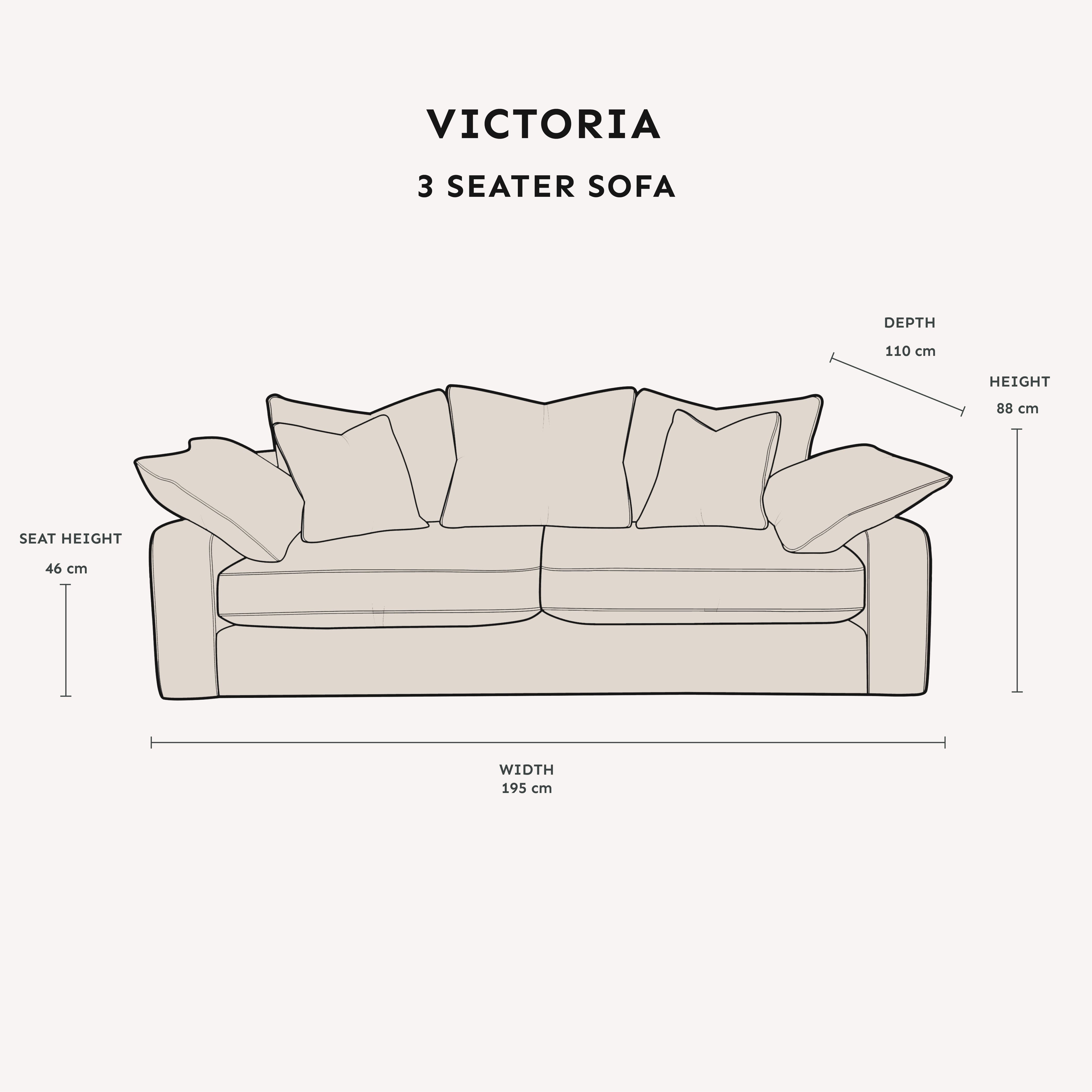 Victoria Cream Velvet Pillow Back Sofa Range MTO Sofa 