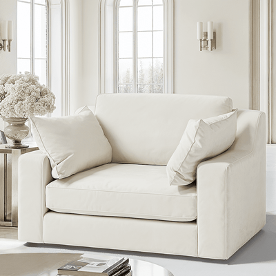 Victoria Cream Velvet Pillow Back Sofa Range MTO Sofa Love Seat 
