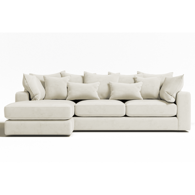 Victoria Cream Velvet Pillow Back Sofa Range Sofa Medium Left Hand Facing 