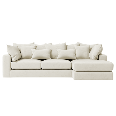Victoria Cream Velvet Pillow Back Sofa Range Sofa Medium Right Hand Facing 