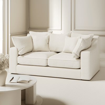 Victoria Ecru Boucle 3 Seater Pillow Back Sofa Sofa 